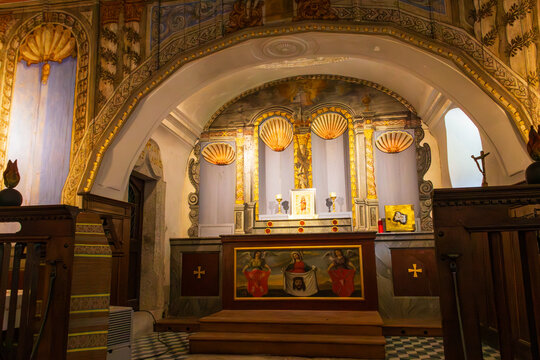 Inside the chapel of Saint Martin in the Verena Gorge Hermitage, to the north of the city of Solothurn, Switzerland