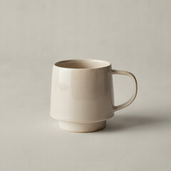 Fototapeta premium Modern ceramic coffee mug mockup with matte finish on neutral gray studio background