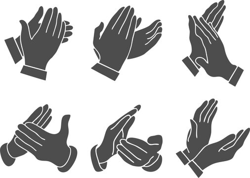 Clapping Hands Applause Silhouette Icon Set