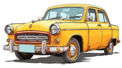 Fun Cartoon Style Car Clipart: Playful Vector Illustration with Outline for Creative Projects