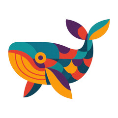 PNG Colorful geometric whale illustration