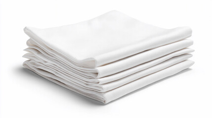 Stack of clean white cloth napkins on a plain surface