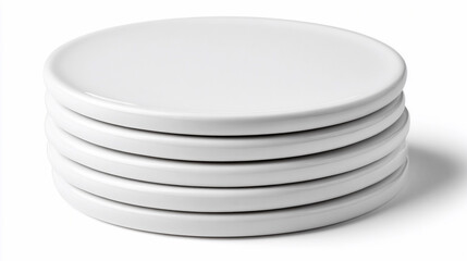 Stack of white ceramic plates in a kitchen setting