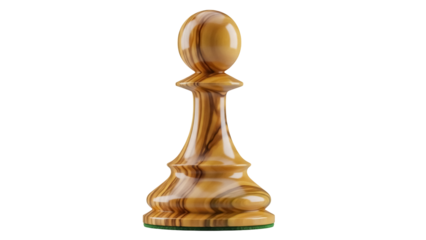 Wooden chess pawn isolated PNG on transparent background, classic game piece for strategy and board game design projects