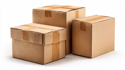 Boxes stacked for shipping at a warehouse in the afternoon light