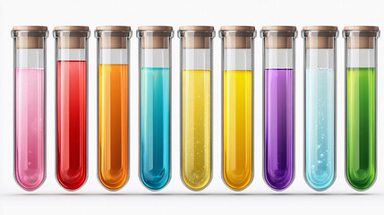 Colorful test tubes filled with liquids in a laboratory setting
