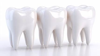 Teeth arranged in a line on a plain background