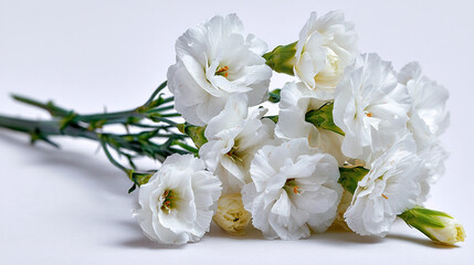 White flowers arranged neatly on a plain background