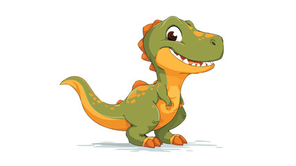 Fototapeta premium Smiling Cartoon Dinosaur Vector with Outline Isolated - Playful and Fun Dino Character Design