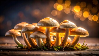 Glowing mushrooms creating a magical fantasy forest concept