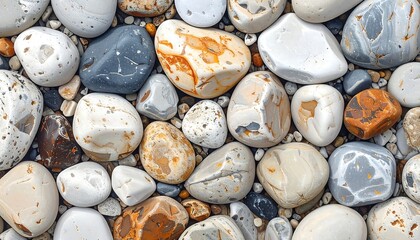 A close-up shot showcasing smooth, colorful pebbles in various sizes and shades