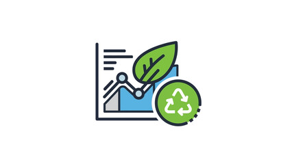 Obraz premium Analyzing sustainable business growth and environmental impact data with green metrics, illustrating eco-friendly progress and renewable energy trends