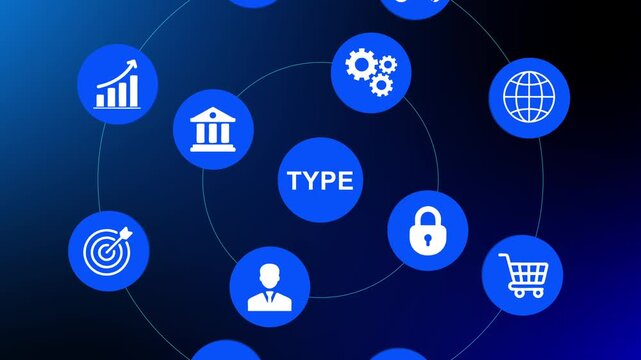 Blue Gradient Background with Computer Mouse Clicking on T Y P E Button cursor type button