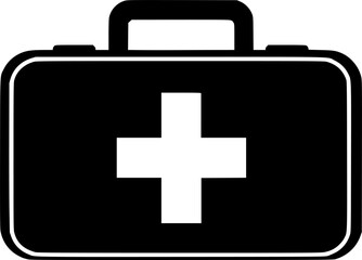Fototapeta premium black and white silhouette of a vector first aid kit on a white background 