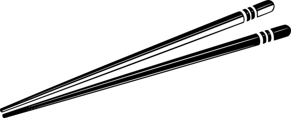 black and white silhouette of chopsticks vector on white background 
