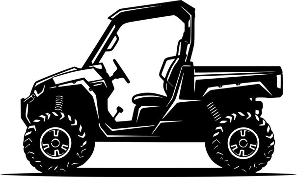 black and white silhouette of a utv vehicle vector on a white background
