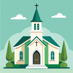 Peaceful Church Building Illustration