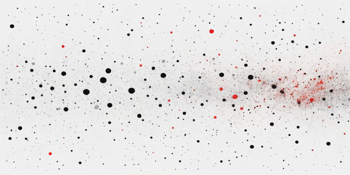 Grunge art illustration of red water drops and paint splatters flying against a black wall pattern with a dirty ink splash texture design