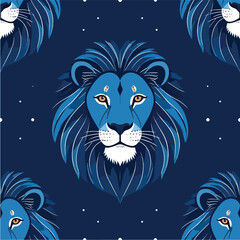 Regal Blue Lion Head Starry Night Pattern