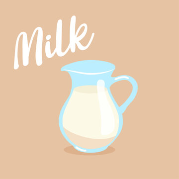 Cartoon milk jug. Milk jug in flat yle