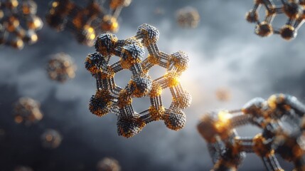 Abstract molecular structure glowing with light