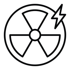 Outline nuclear energy icon representing atom power and clean fission.