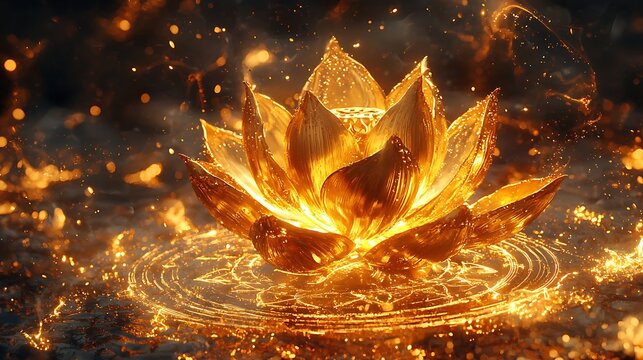 Transcendental lotus chakra golden light flow high resolution picture