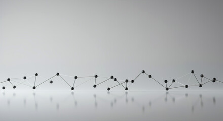 Abstract Network Connection Lines - Minimalist Black Dots & Lines on Gradient Gray Background Representing Connectivity, Technology, and Modern Digital Concepts