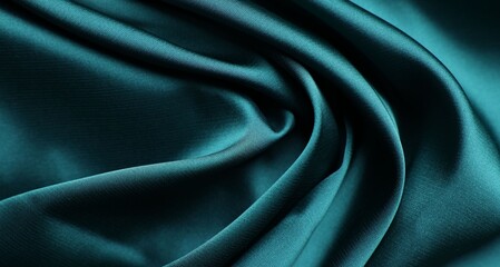 Obraz premium Beautiful green satin fabric as background, closeup view