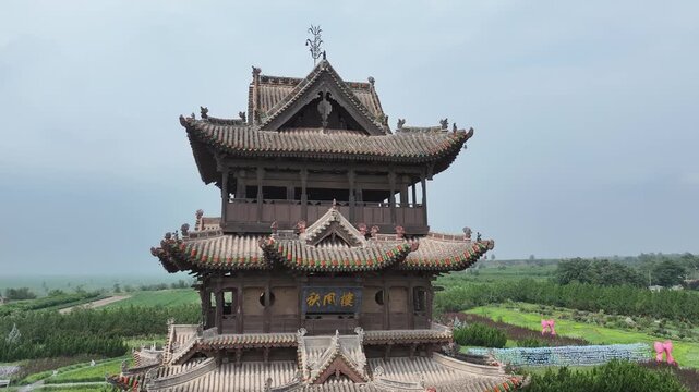 Traditional Chinese Pagoda in Wanrong, Shanxi - Ancestral Hall Architecture