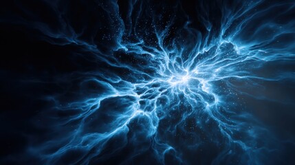Blue energy nebula with sparkling particles background