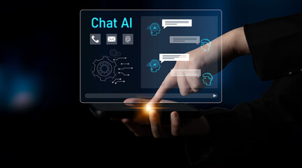 AI chatbot interface facilitates communication, chatbot, and AI interaction for automated user support and information exchange Latch