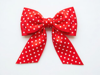 Vibrant red polka dot bow with elegant design