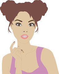 Portrait of surprised woman with expressive makeup