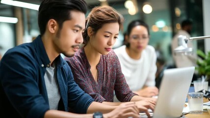 Young Asian developers working in startup home office brainstorming collaboration session entrepreneurial planning business strategy development project evaluation meeting