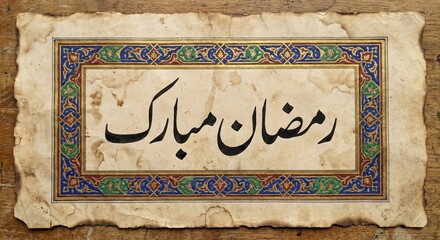 Ramadan Mubarak greeting card with elegant Arabic calligraphy