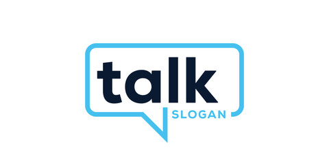 Talk logo design, rectangle sound bubbles graphic vector icon template
