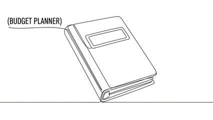 Budget planner notebook in minimalist design on white background