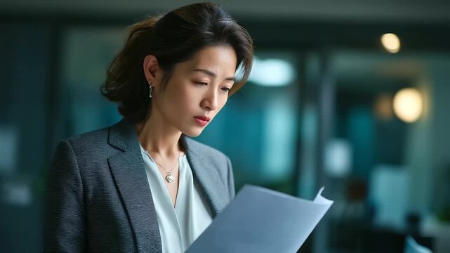 Expert Asian woman discussing data review costing managerial account analysis monthly cost variance report preparation income tax audit examination ESG budget control