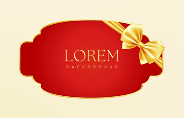 Red Gold Christmas red price tag. Vintage luxury frame