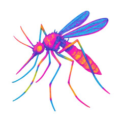 Fototapeta premium PNG Colorful neon mosquito illustration.