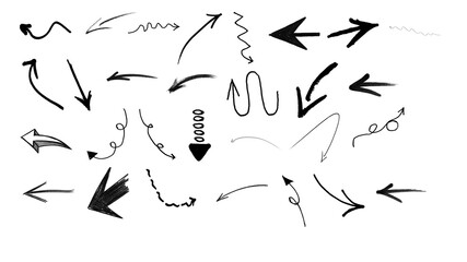 Hand Drawn Arrow Doodles Set | Sketchy Direction Arrows, Curved Swirls, Zigzag Lines & Pointer Symbols