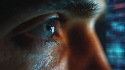 Focused Eye of a Tech Worker