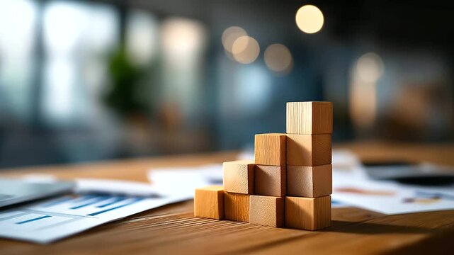Audit business concept with wooden cubes financial statement examination income statement evaluation balance sheet review cash flow statement analysis organizational