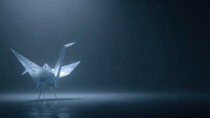 Origami crane in the dark