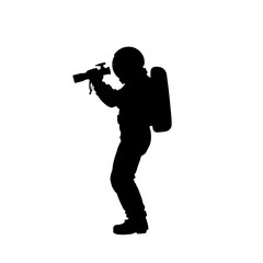 Astronaut with Telescope Silhouette