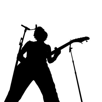 Guitarist Headbanging Low Angle Silhouette