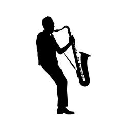 Naklejka premium Jazz Saxophone Player Silhouette