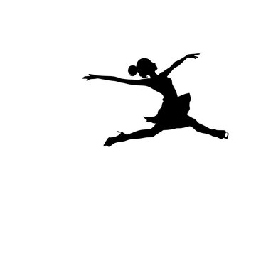 Ice Skater Silhouette Biellmann Spin into Jump
