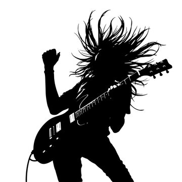 Silhouette of Headbanging Electric Guitarist